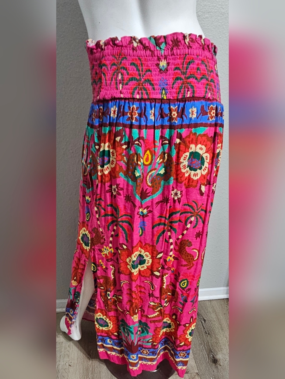 Farm Rio x Anthropologie Smocked Printed Maxi Skirt, Size L - Picture 5 of 14